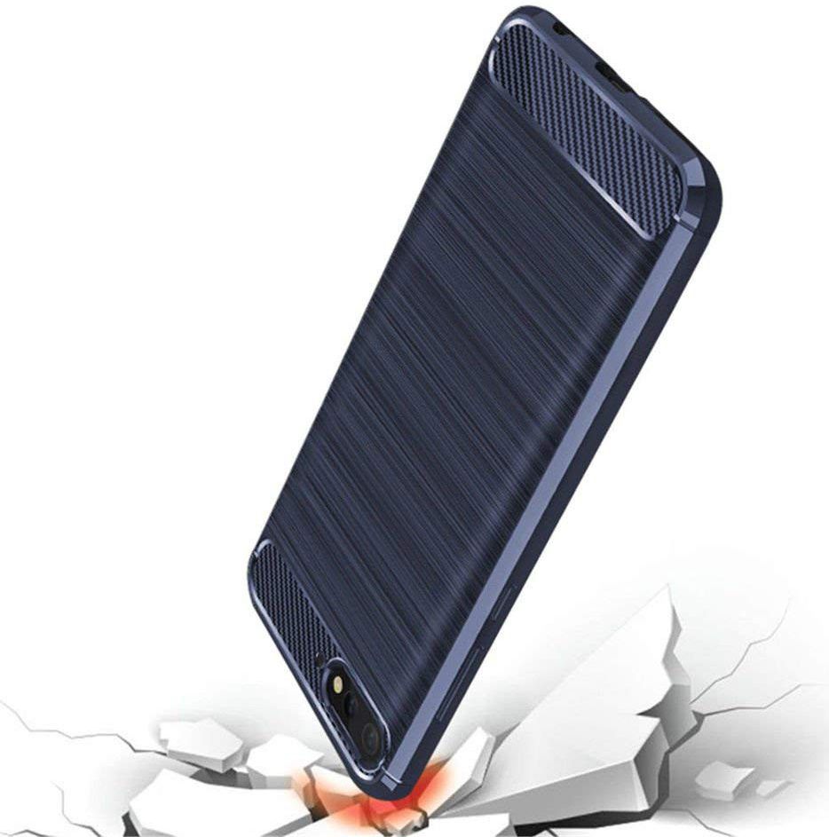 Huawei Y6 (2018) Geborsteld TPU Hoesje Blauw afbeelding 2
