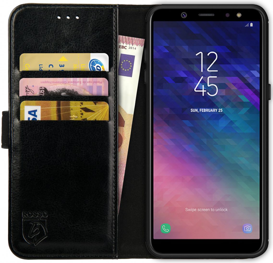Rosso Element Samsung Galaxy A6 Hoesje Book Cover Zwart afbeelding 1