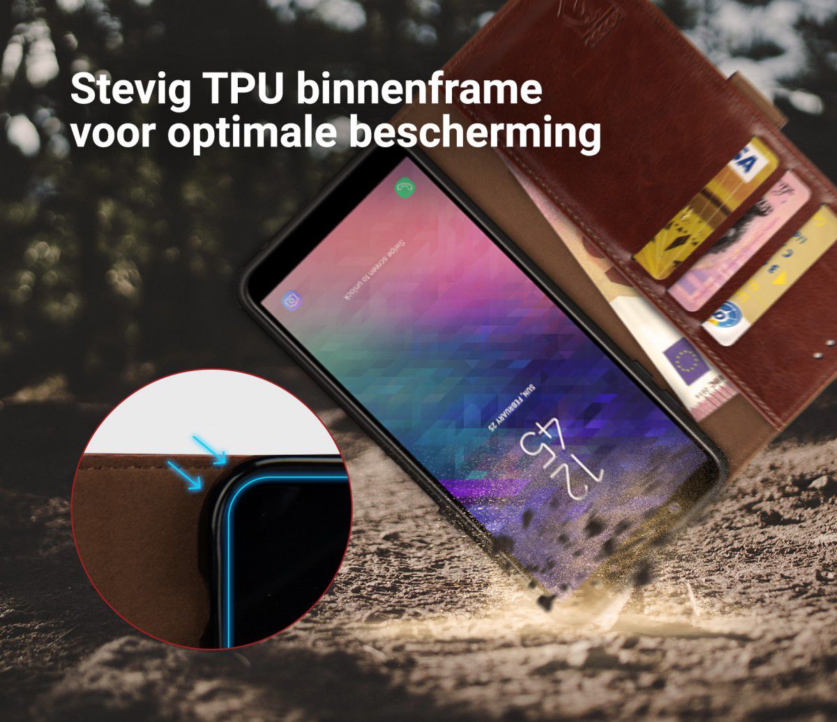 Rosso Element Samsung Galaxy A6 Hoesje Book Cover Bruin afbeelding 6