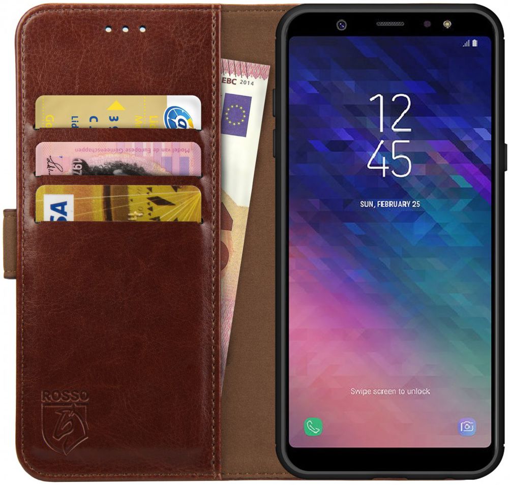 Rosso Element Samsung Galaxy A6 Plus Hoesje Book Cover Bruin afbeelding 1