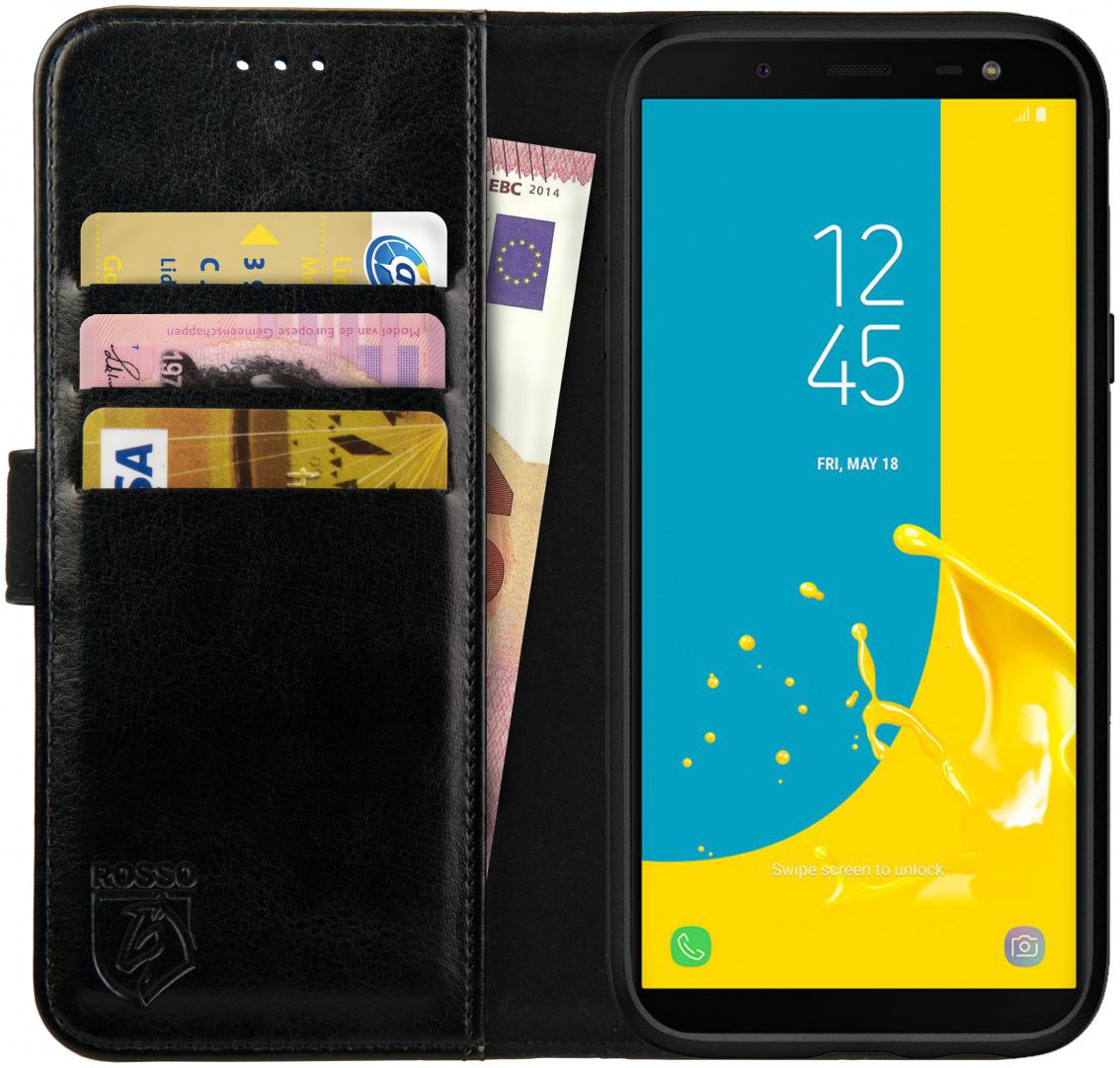 Rosso Element Samsung Galaxy J6 (2018) Hoesje Book Cover Zwart afbeelding 1