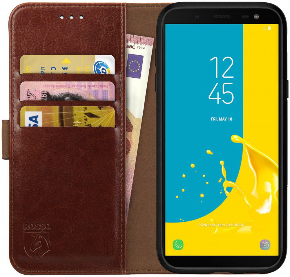 Rosso Element Samsung Galaxy J6 (2018) Hoesje Book Cover Bruin afbeelding 1