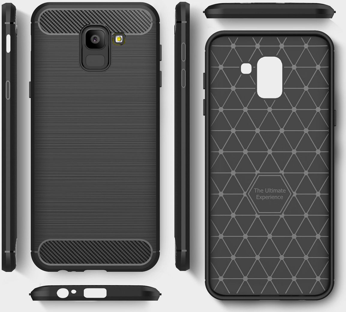 Samsung Galaxy J6 (2018) Geborsteld TPU Hoesje Zwart afbeelding 7