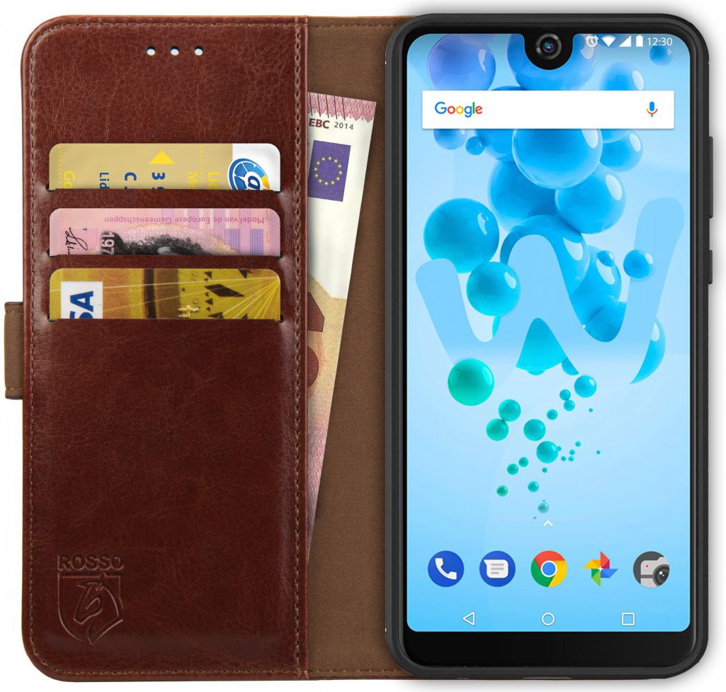 Rosso Element Wiko View 2 Pro Hoesje Book Cover Bruin afbeelding 1