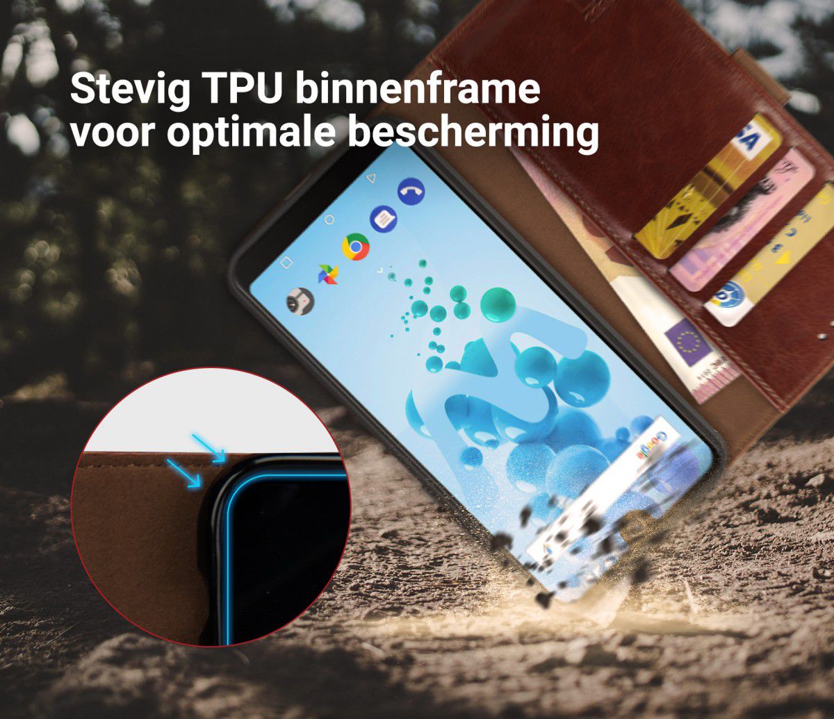 Rosso Element Wiko View 2 Pro Hoesje Book Cover Bruin afbeelding 5