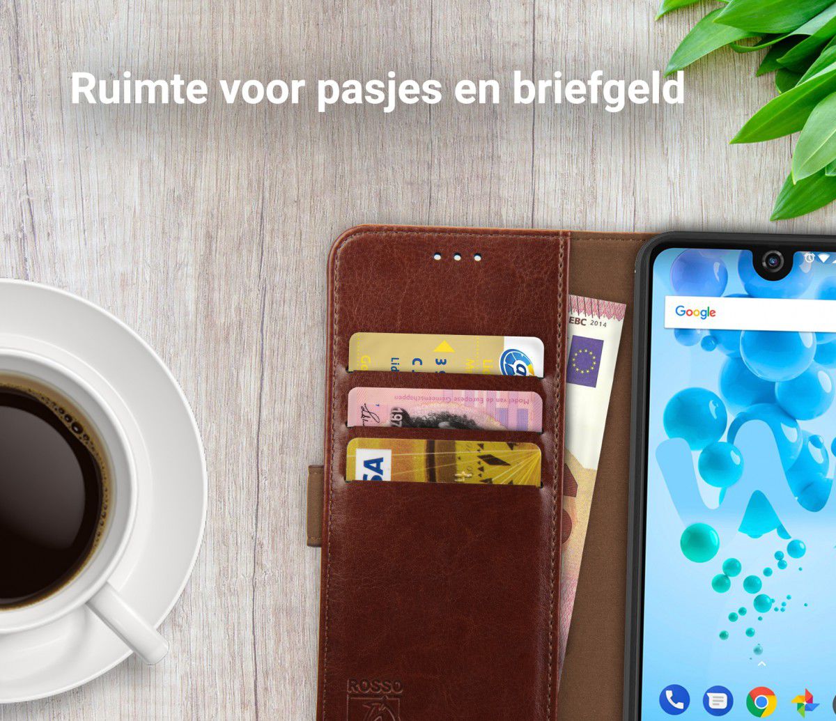 Rosso Element Wiko View 2 Pro Hoesje Book Cover Bruin afbeelding 8