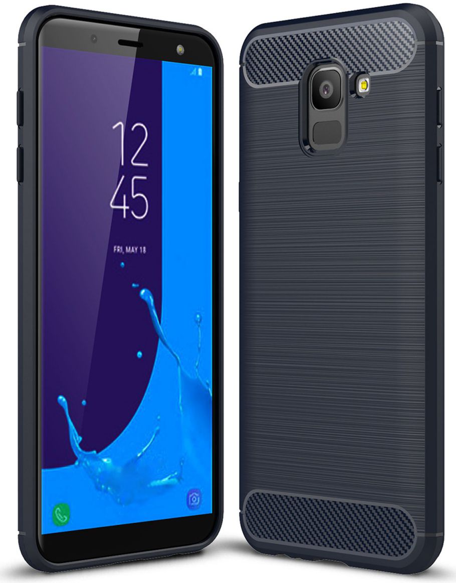 Samsung Galaxy J6 (2018) Geborsteld TPU Hoesje Blauw afbeelding 1