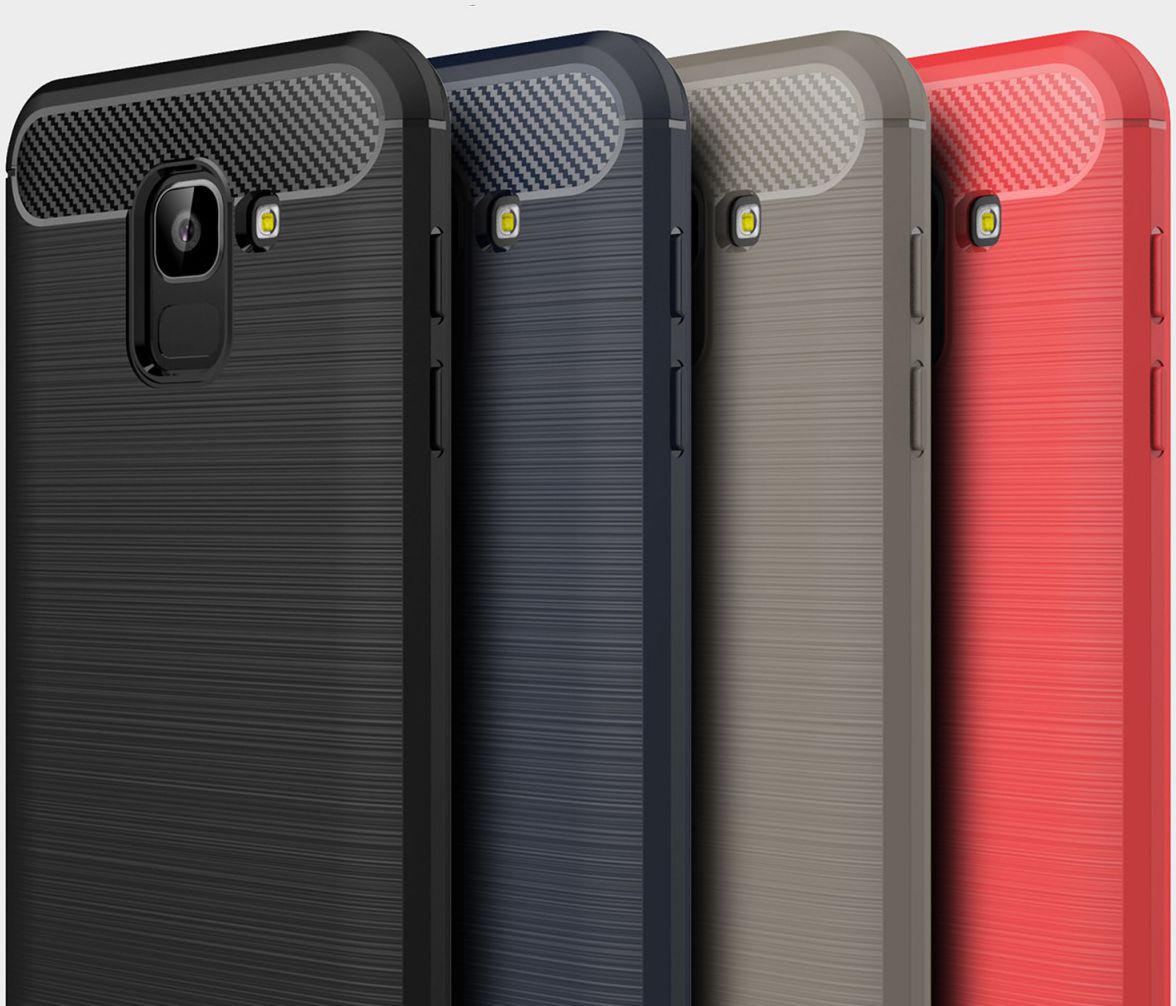 Samsung Galaxy J6 (2018) Geborsteld TPU Hoesje Blauw afbeelding 4