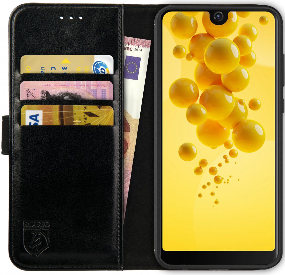 Rosso Element Wiko View 2 Hoesje Book Cover Zwart afbeelding 1