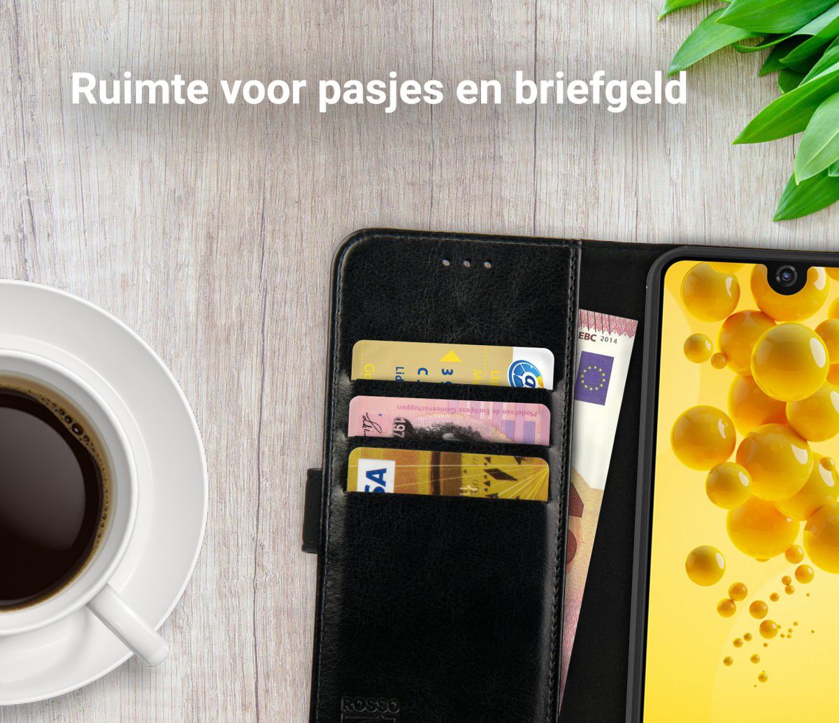 Rosso Element Wiko View 2 Hoesje Book Cover Zwart afbeelding 8