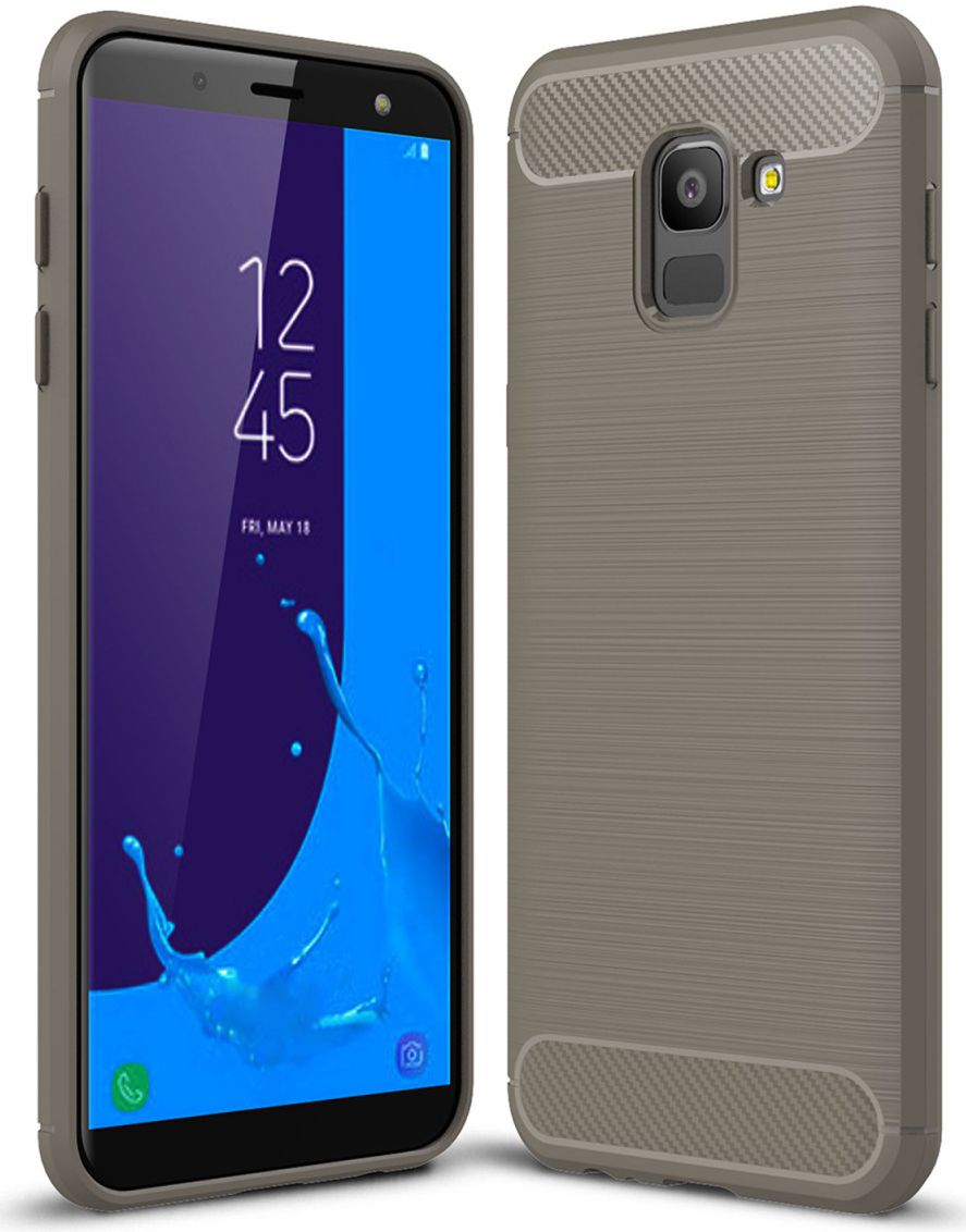 Samsung Galaxy J6 (2018) Geborsteld TPU Hoesje Grijs afbeelding 1