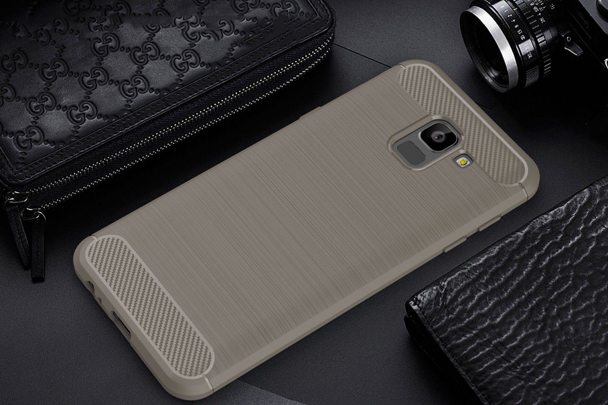 Samsung Galaxy J6 (2018) Geborsteld TPU Hoesje Grijs afbeelding 2