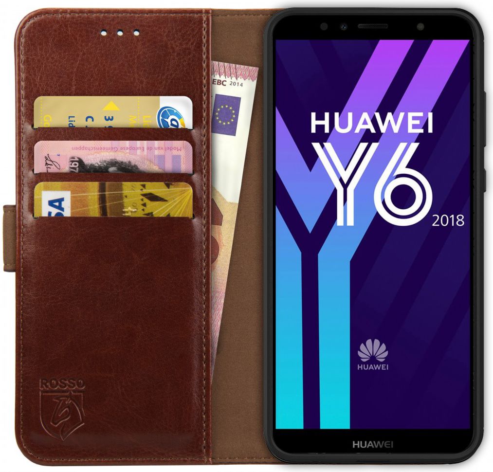 Rosso Element Huawei Y6 2018 Hoesje Book Cover Bruin afbeelding 1