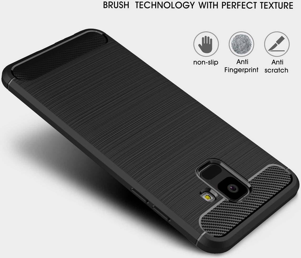Samsung Galaxy A6 Geborsteld TPU Hoesje Zwart afbeelding 2