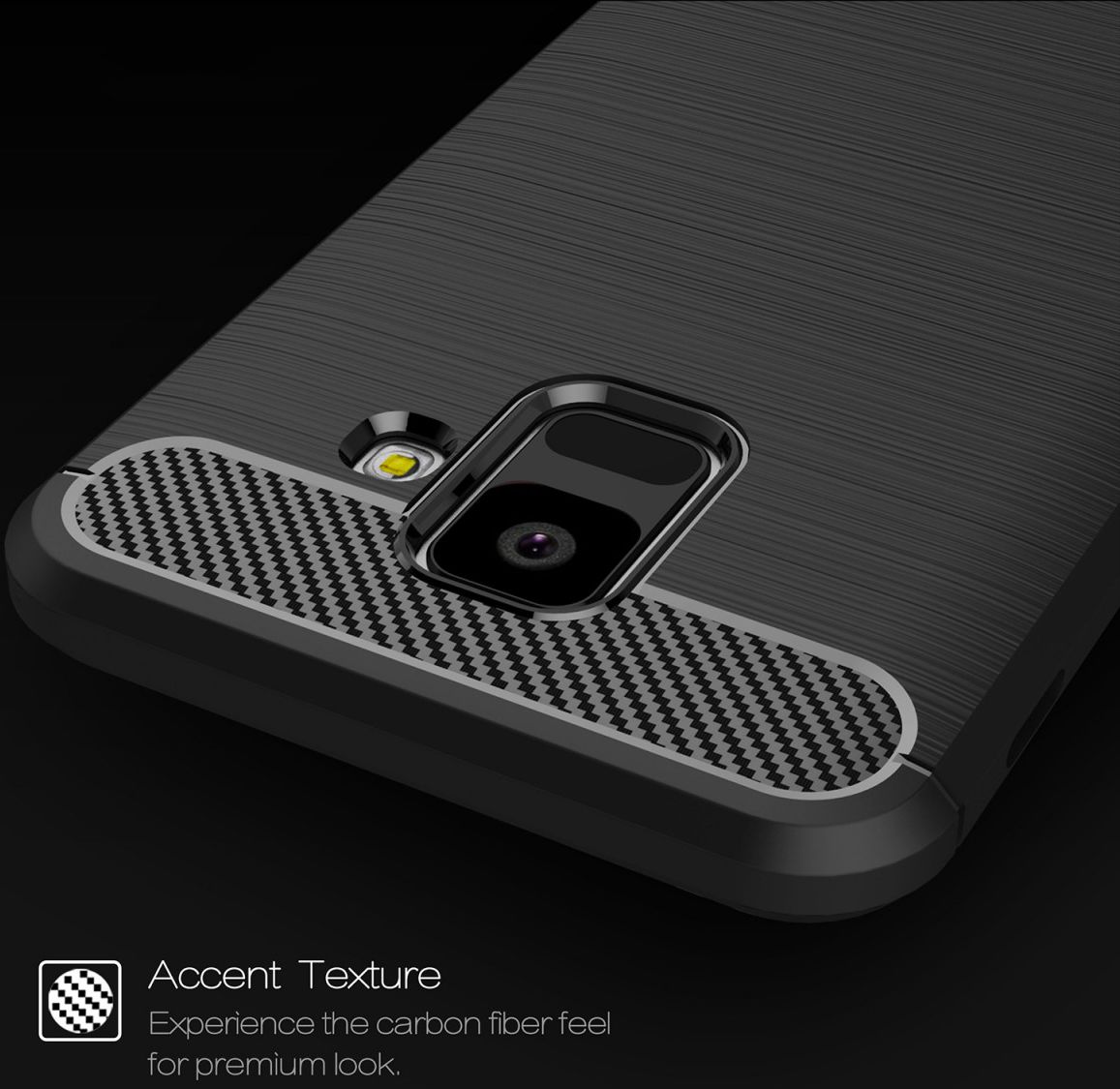 Samsung Galaxy A6 Geborsteld TPU Hoesje Zwart afbeelding 4