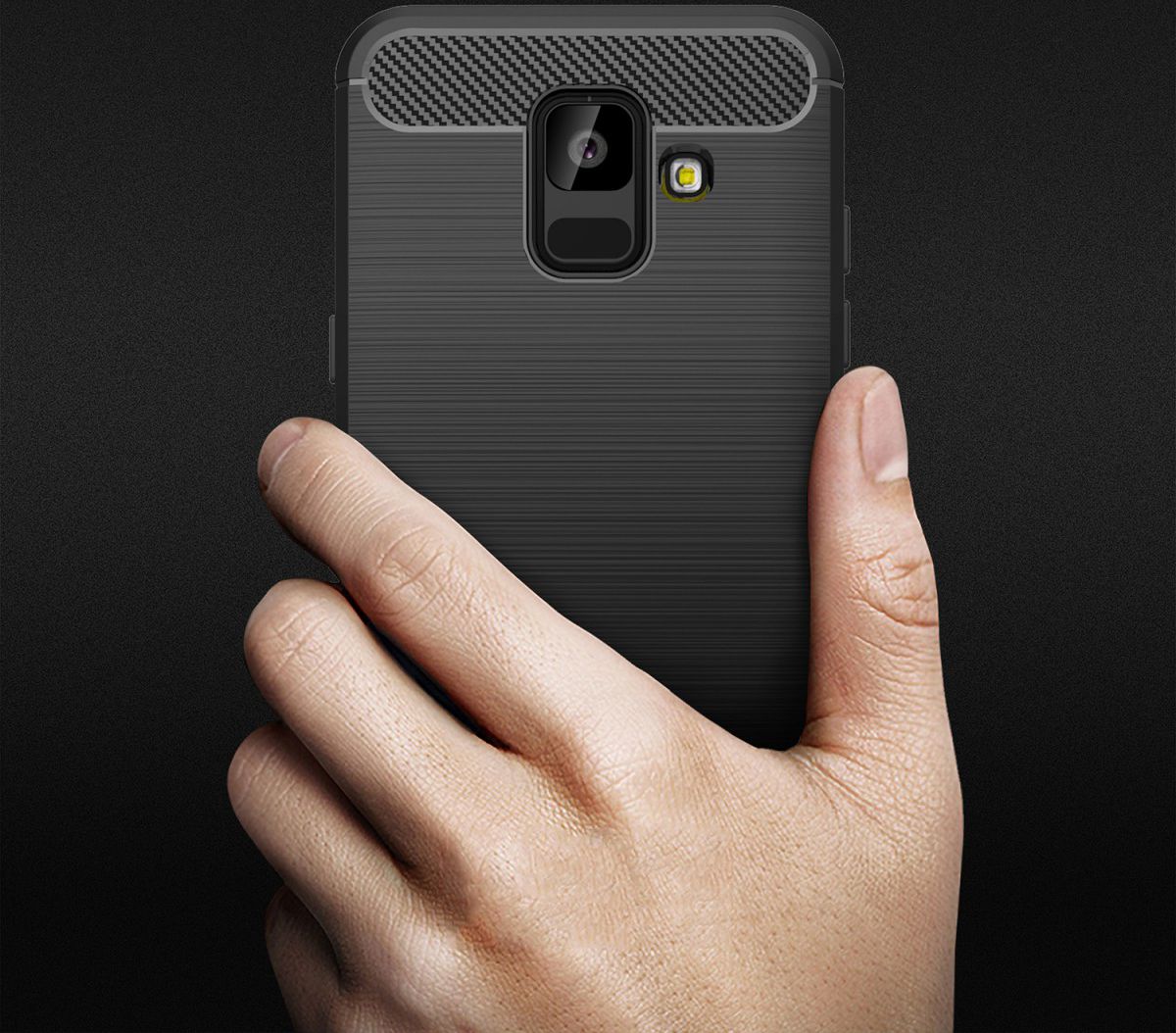 Samsung Galaxy A6 Geborsteld TPU Hoesje Zwart afbeelding 8