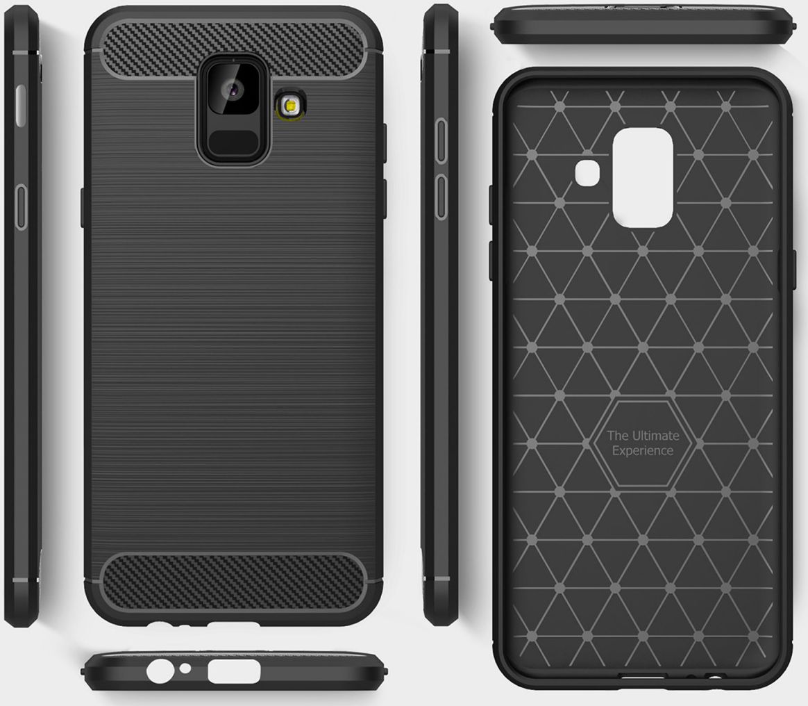Samsung Galaxy A6 Geborsteld TPU Hoesje Zwart afbeelding 9