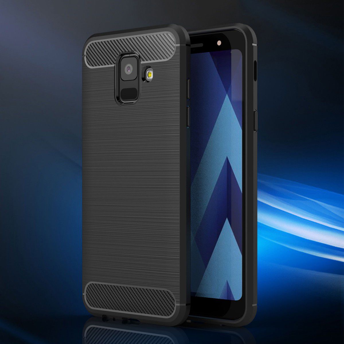Samsung Galaxy A6 Geborsteld TPU Hoesje Zwart afbeelding 11