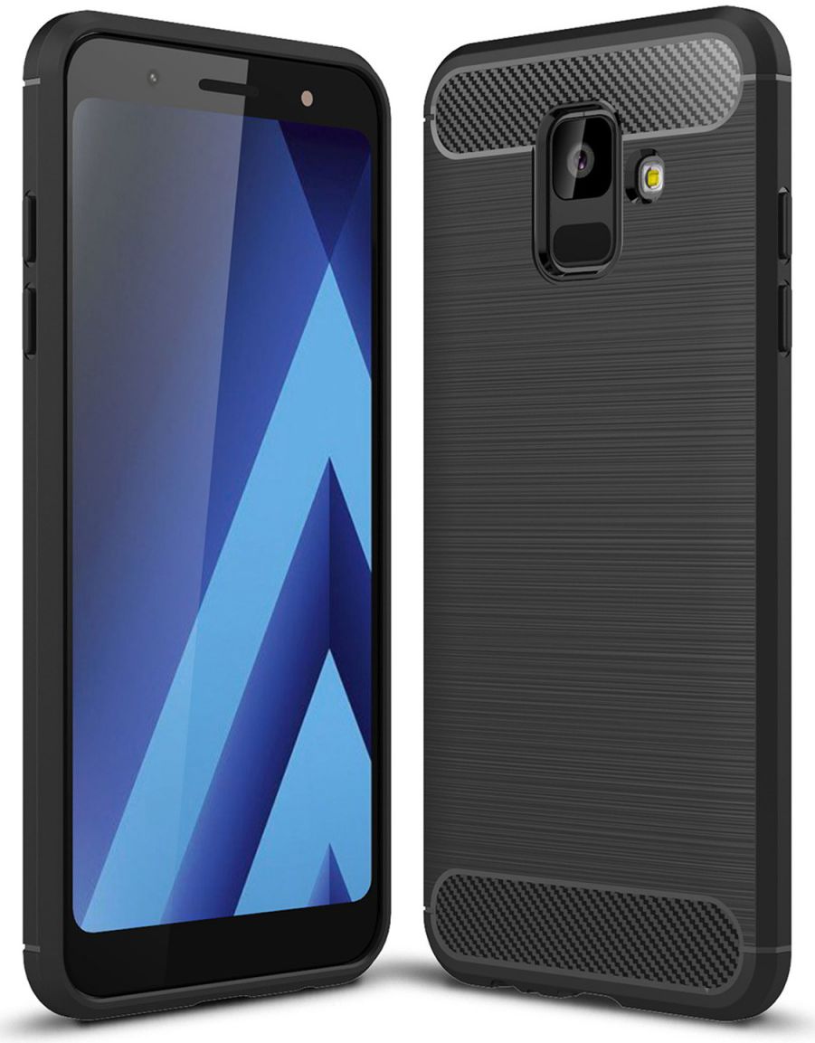 Samsung Galaxy A6 Geborsteld TPU Hoesje Zwart afbeelding 1