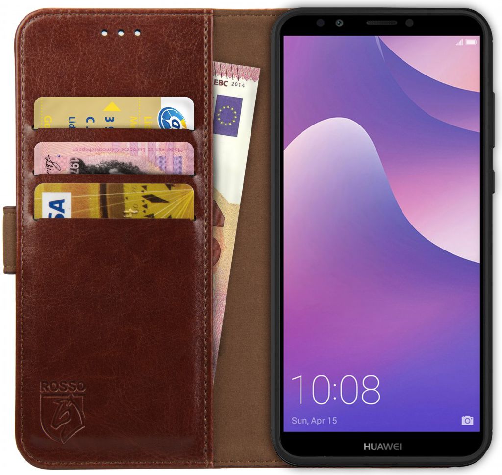 Rosso Element Huawei Y7 2018 Hoesje Book Cover Bruin afbeelding 1