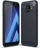 Samsung Galaxy A6 Geborsteld TPU Hoesje Blauw