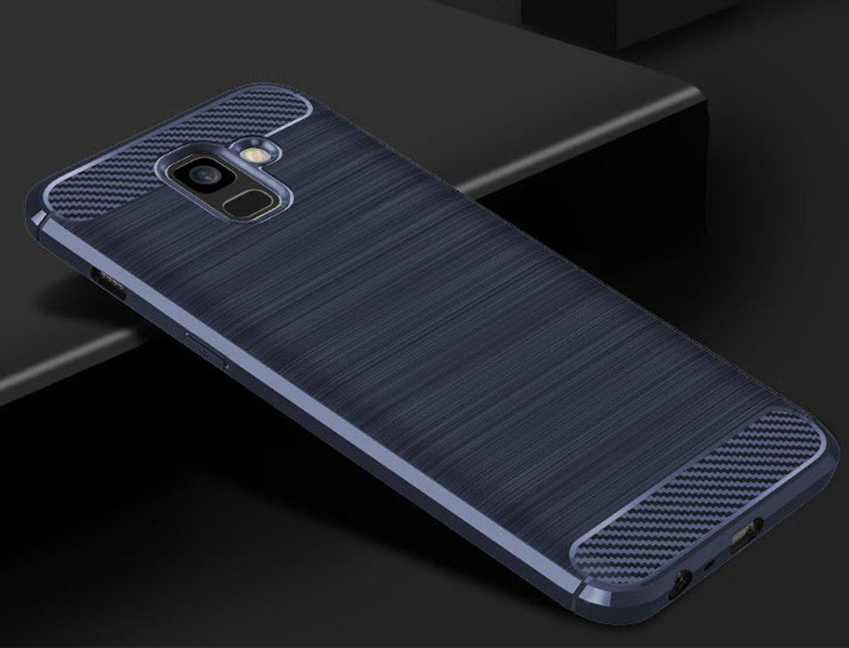 Samsung Galaxy A6 Geborsteld TPU Hoesje Blauw afbeelding 2