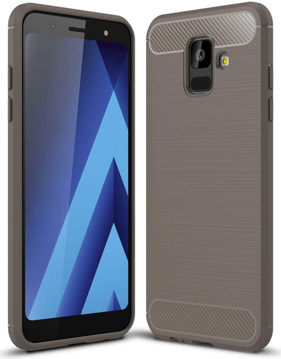 Samsung Galaxy A6 Geborsteld TPU Hoesje Grijs afbeelding 1