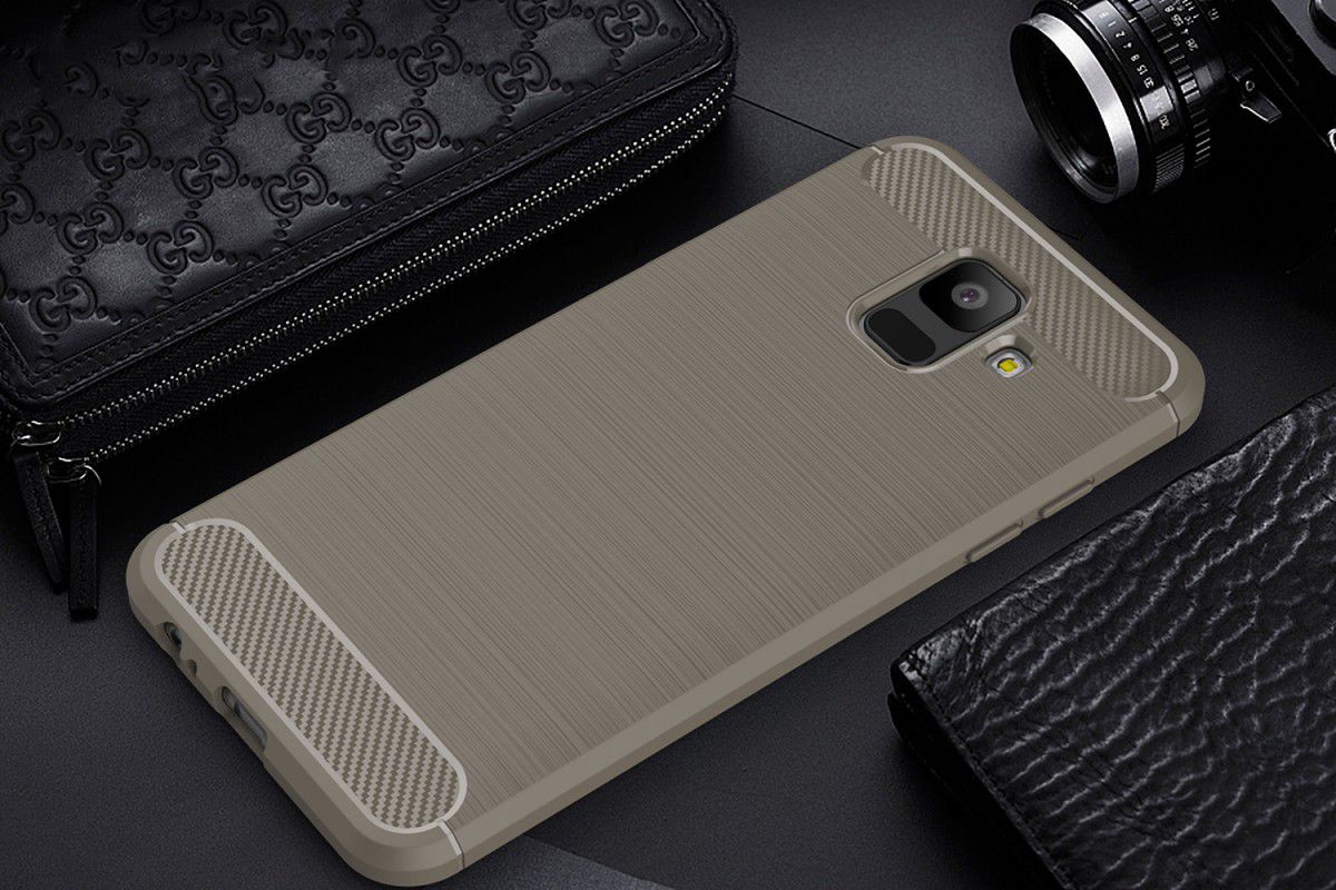 Samsung Galaxy A6 Geborsteld TPU Hoesje Grijs afbeelding 2
