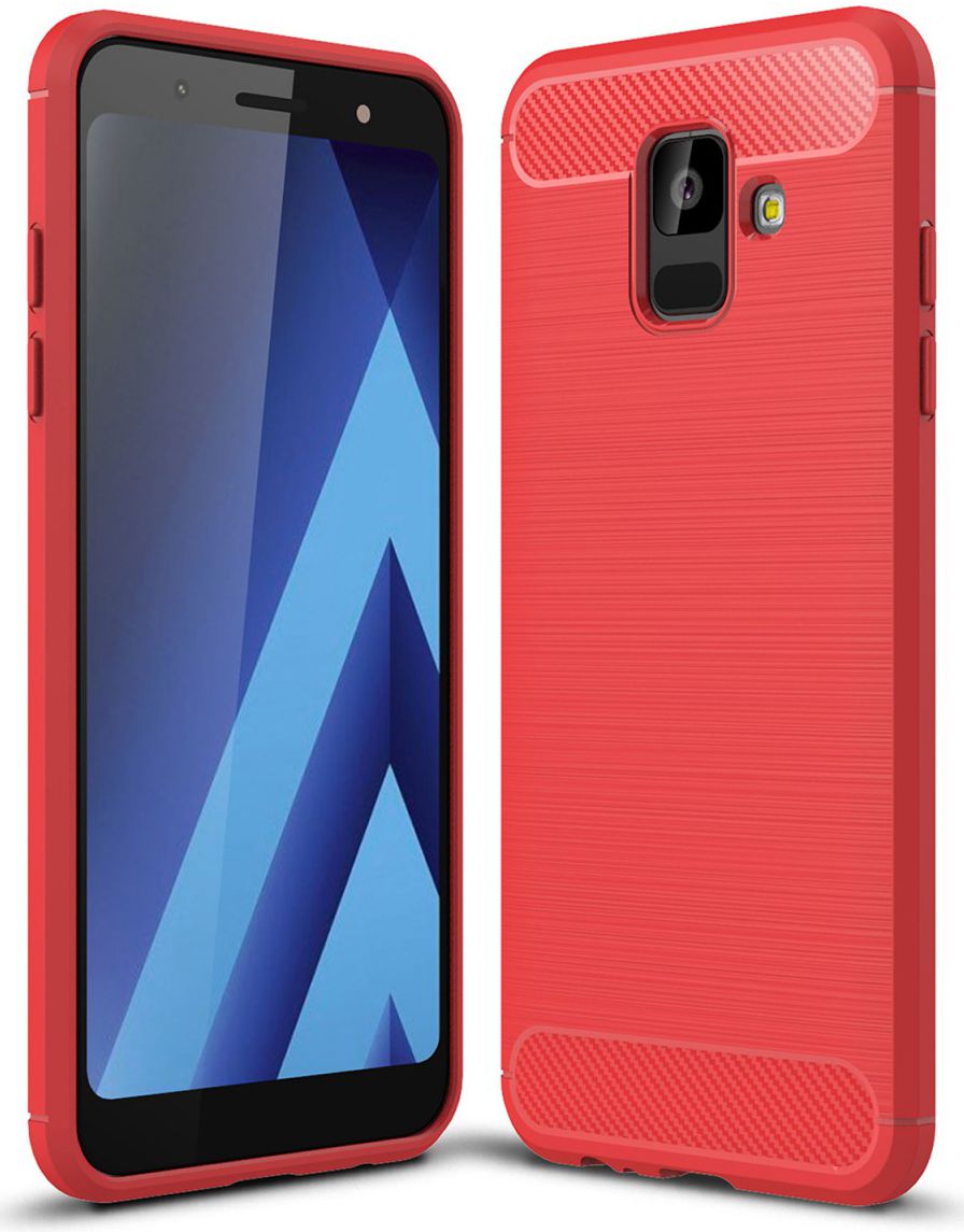 Samsung Galaxy A6 Geborsteld TPU Hoesje Rood afbeelding 1