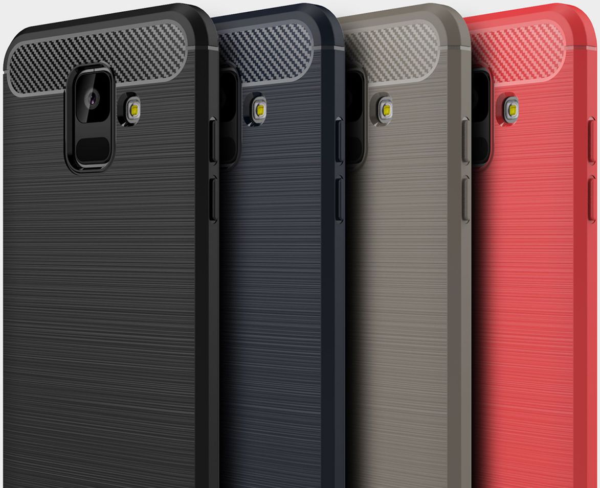 Samsung Galaxy A6 Geborsteld TPU Hoesje Rood afbeelding 4