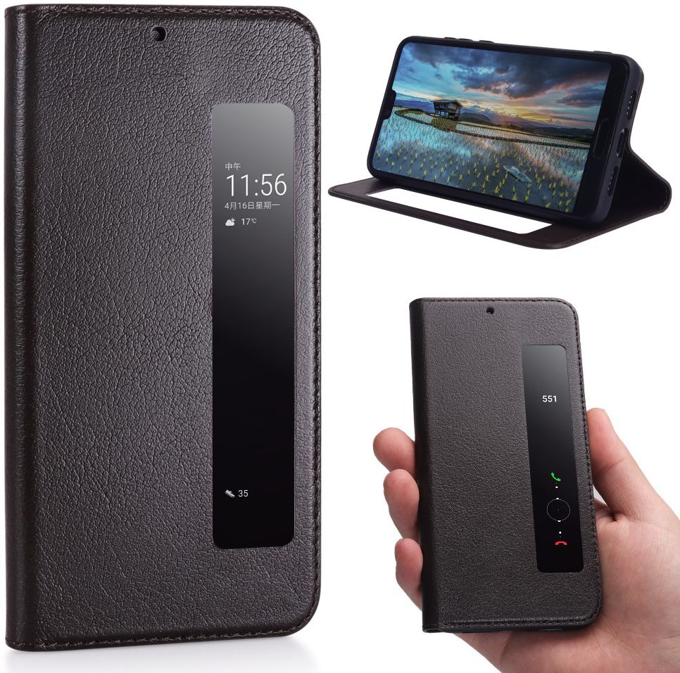 Huawei P20 Window View Hoesje Bruin afbeelding 2
