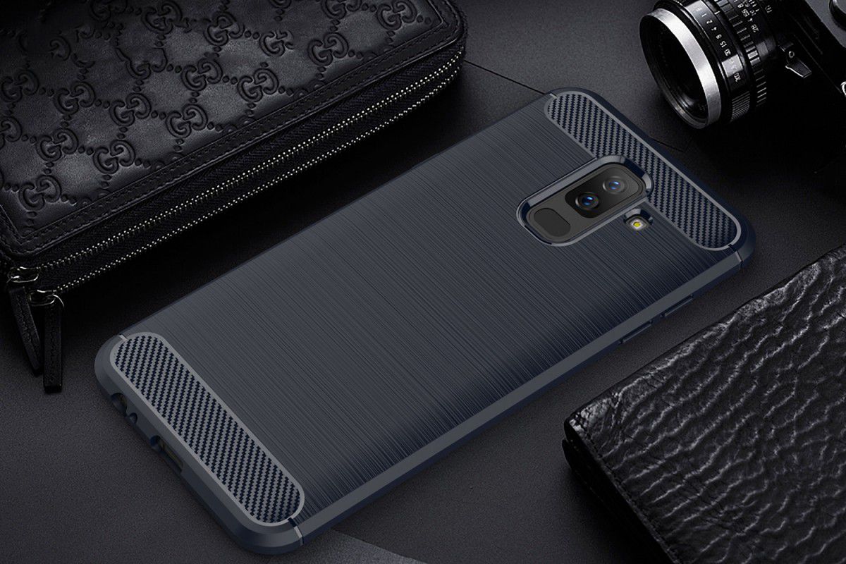 Samsung Galaxy A6 Plus Geborsteld TPU Hoesje Blauw afbeelding 2
