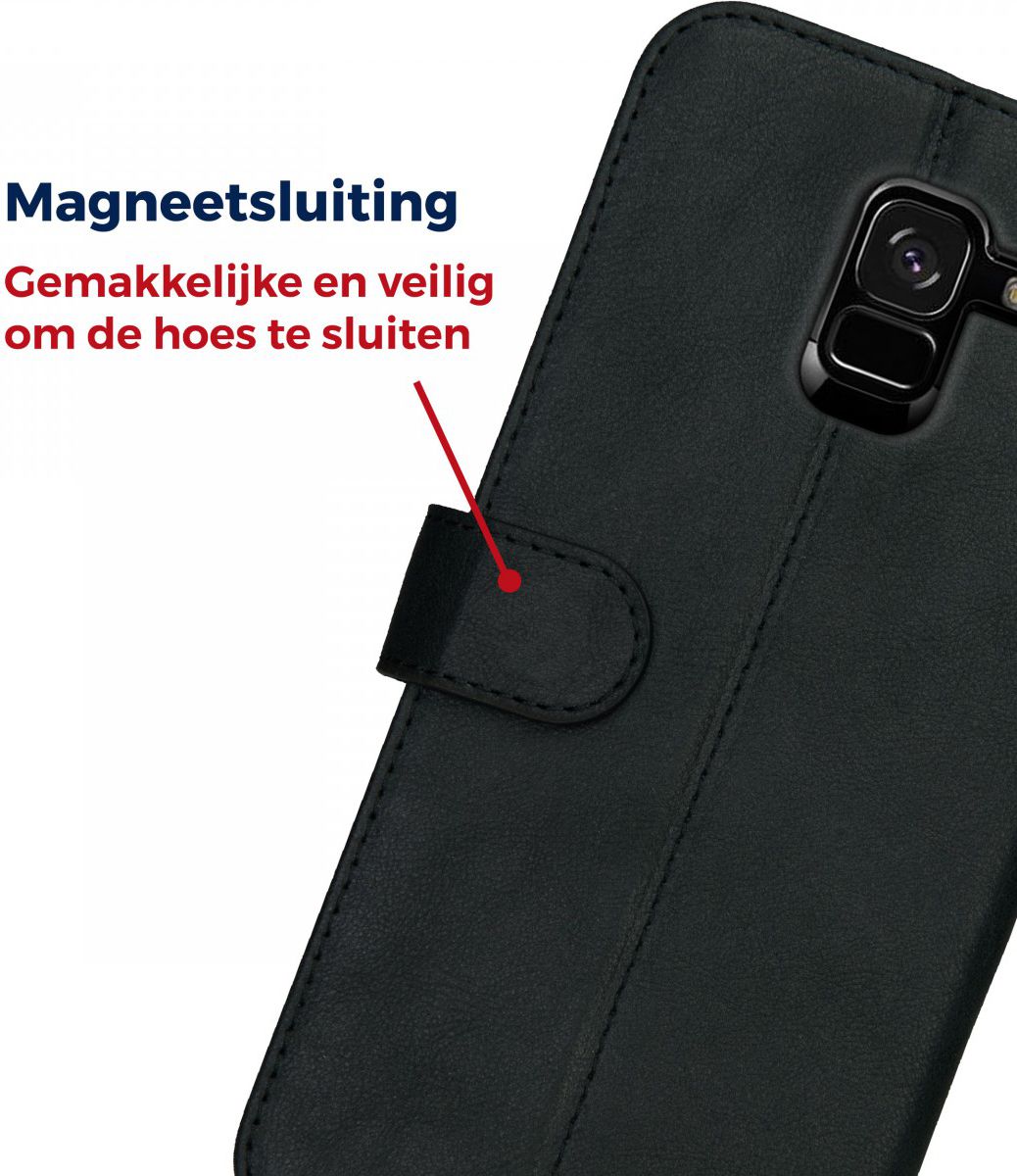 Rosso Deluxe Samsung Galaxy A6 Hoesje Echt Leer Book Case Zwart afbeelding 10