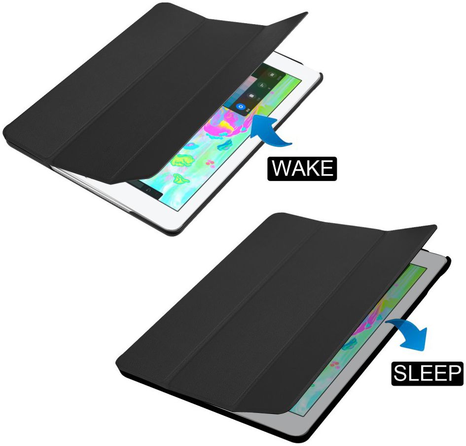 Apple iPad 2017 / 2018 / Air / Air 2 Tri-Fold Hoes Zwart afbeelding 2