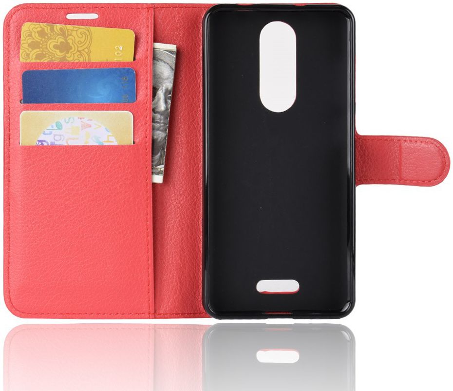 Wiko View Lite Lederen Portemonnee Stand Hoesje Rood afbeelding 3