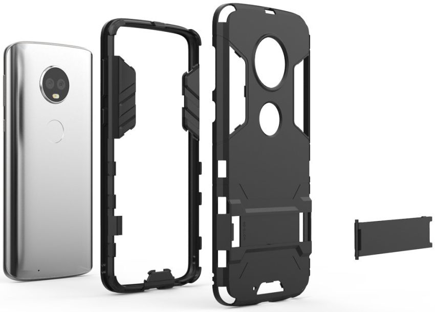 Motorola Moto G6 Plus Hybride Hoesje met Kickstand Zwart afbeelding 4