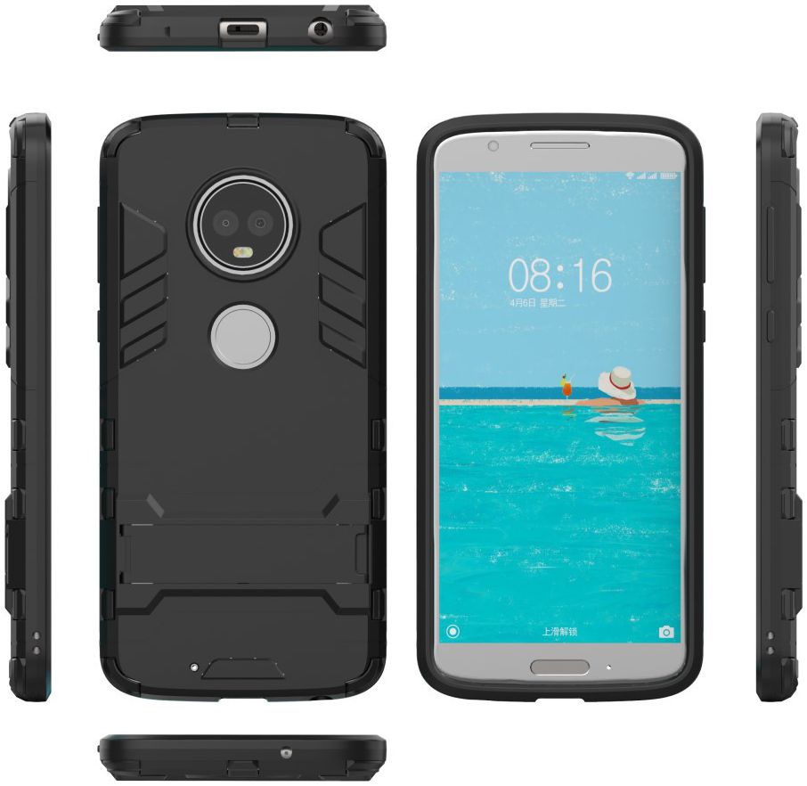 Motorola Moto G6 Plus Hybride Hoesje met Kickstand Zwart afbeelding 8