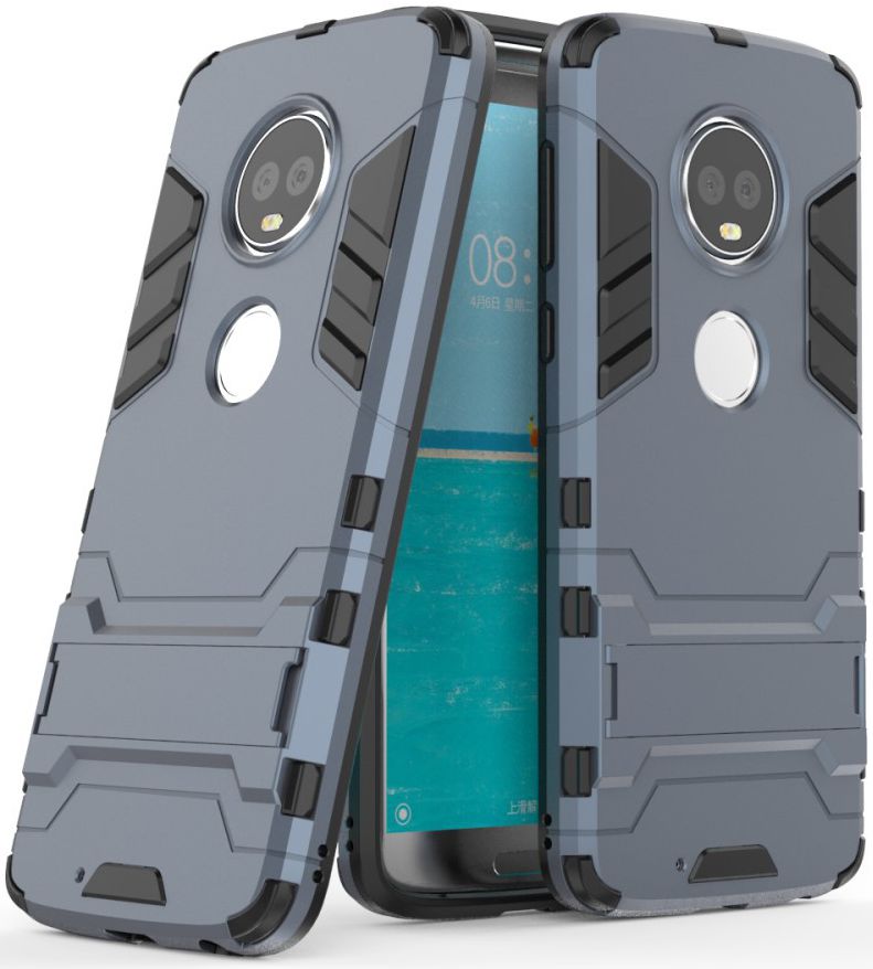 Motorola Moto G6 Plus Hybride Hoesje met Kickstand Blauw afbeelding 1
