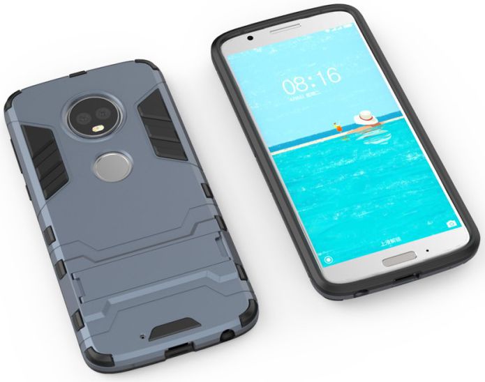 Motorola Moto G6 Plus Hybride Hoesje met Kickstand Blauw afbeelding 3