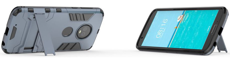 Motorola Moto G6 Plus Hybride Hoesje met Kickstand Blauw afbeelding 4