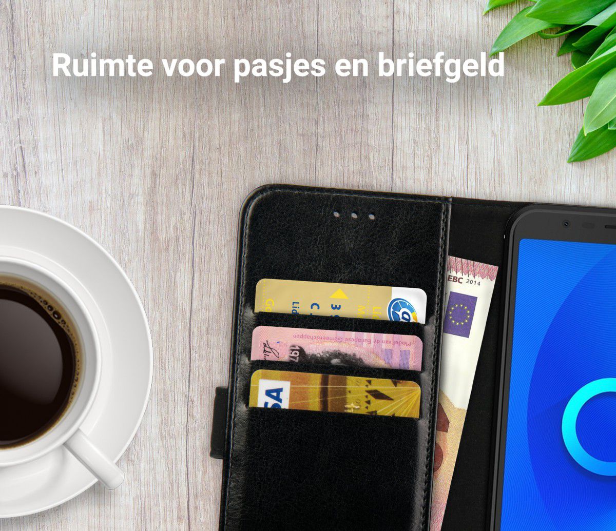 Rosso Element Alcatel 3C Hoesje Book Cover Zwart afbeelding 8