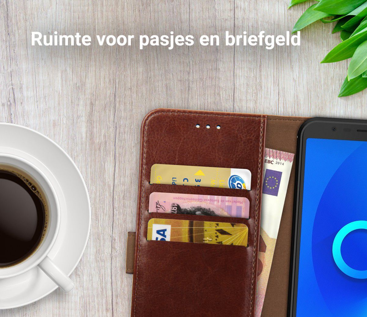 Rosso Element Alcatel 3C Hoesje Book Cover Bruin afbeelding 8