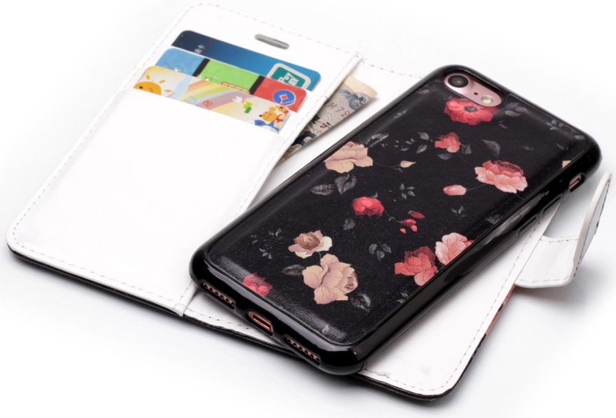 Apple iPhone 7 / 8 2-in-1 Portemonnee Hoesje met Print Bloemen afbeelding 3