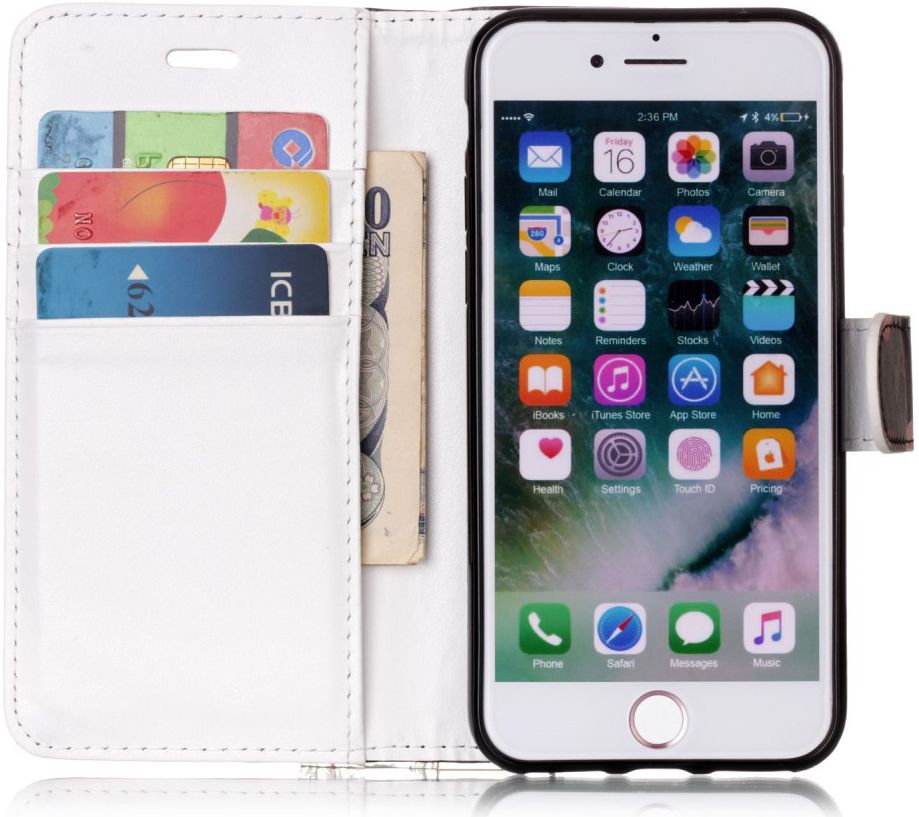 Apple iPhone 7 / 8 2-in-1 Portemonnee Hoesje met Print Bloemen afbeelding 2