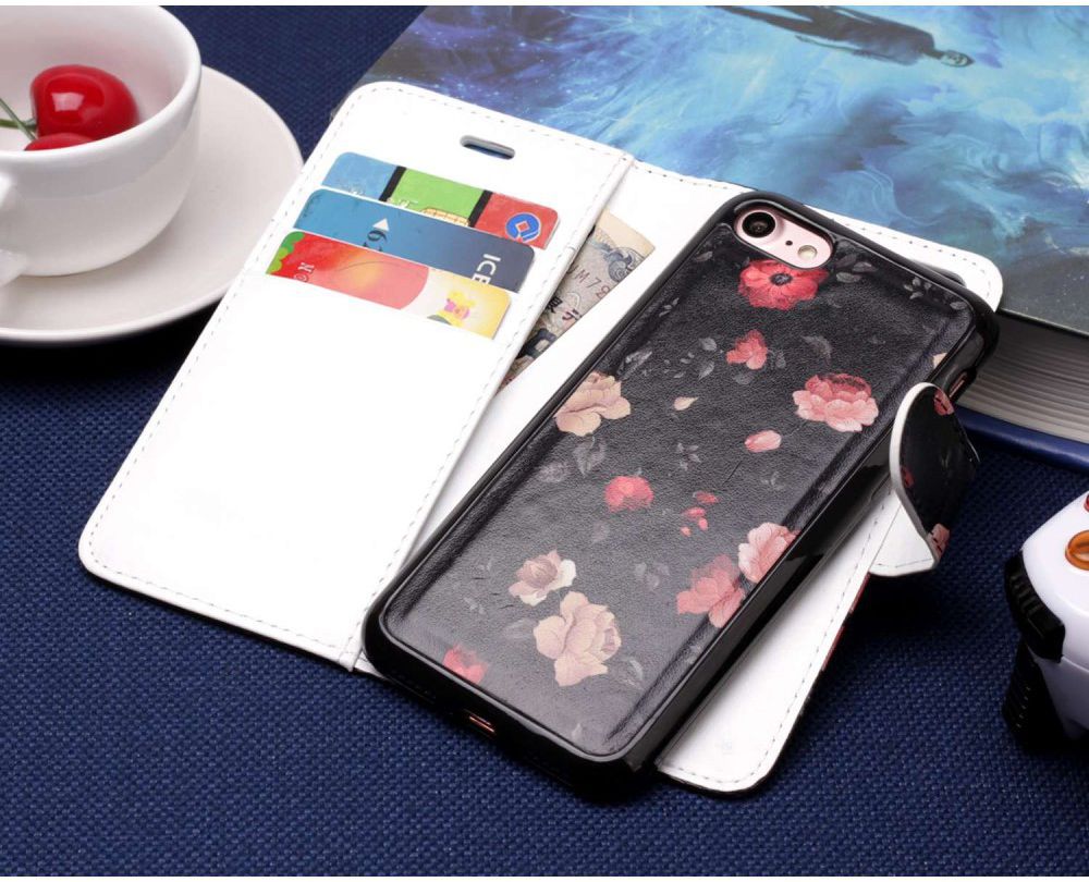 Apple iPhone 7 / 8 2-in-1 Portemonnee Hoesje met Print Bloemen afbeelding 10