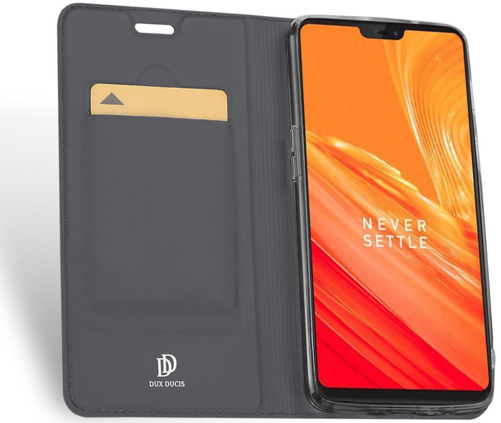 Dux Ducis OnePlus 6 Premium Bookcase Hoesje Grijs afbeelding 2