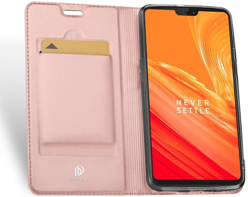 Dux Ducis OnePlus 6 Premium Bookcase Hoesje Roze Goud afbeelding 2