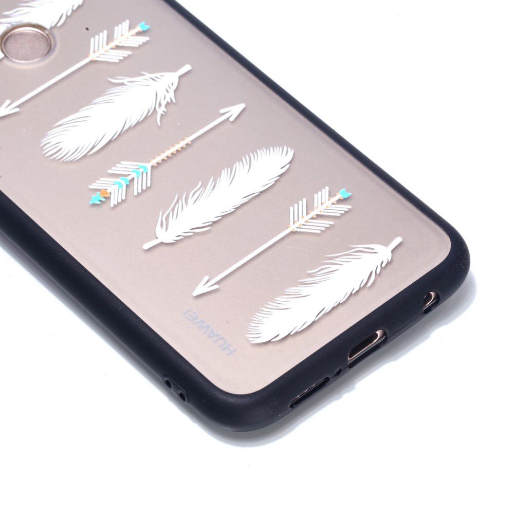 Huawei P20 Lite Hybride Transparant Hoesje met Veren & Pijlen Opdruk afbeelding 3