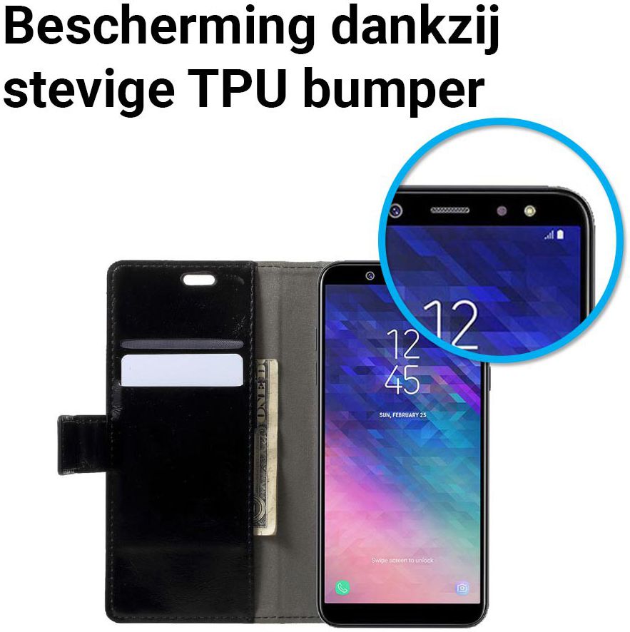 Samsung Galaxy A6 Plus Hoesje met Kaarthouder Zwart afbeelding 4