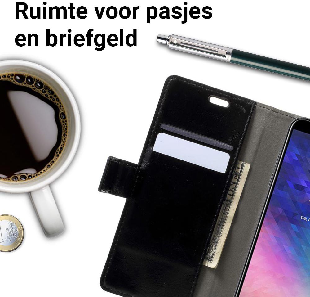 Samsung Galaxy A6 Plus Hoesje met Kaarthouder Zwart afbeelding 6